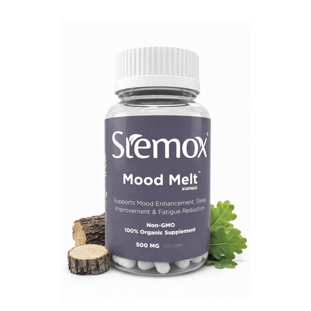 Mood Melt 200MG French Oak Extract Note 124; 60 Veganske Kapsler Note 124; Natural Sleep & Relaxation Support Note 124; Non- GMO, 100% Organic, Gluten- Free, USP- Grade Formel Note 124; Rolig & Stress Relief for mænd og kvinder