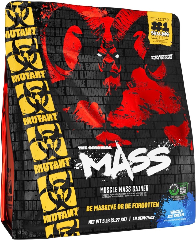 Mutant Mass Note 124; Vægt Mass Gainer Protein Powder - høj kalorie Protein Powder for Muscular Mass - Vanilla Ice Cream - 5 Pund