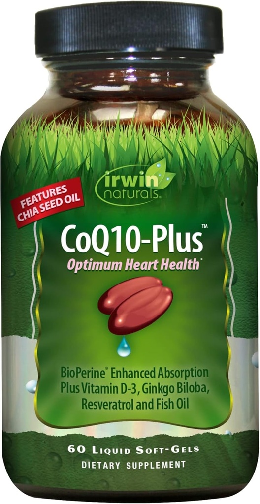 Irwin Naturals CoQ10- Plus Optimum Heart Health, Forbedret Absorption med Chia Seed Oil, 60 Flydende Soft- Gels