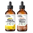 Wild & Organic Maca Ashwagandha Tinktur 4 fl oz & Lions Mane Tinktur 4 fl oz