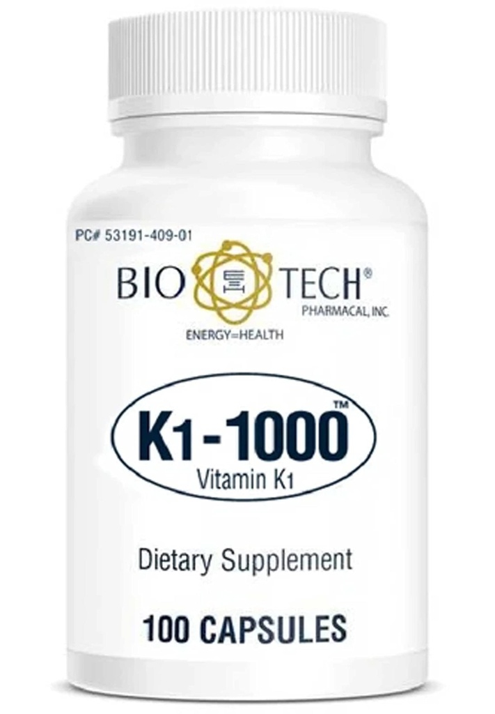 Bio- Tech Pharmacal K1- 1000 (Vitamin K1) 100 kapsler - 3 pakning