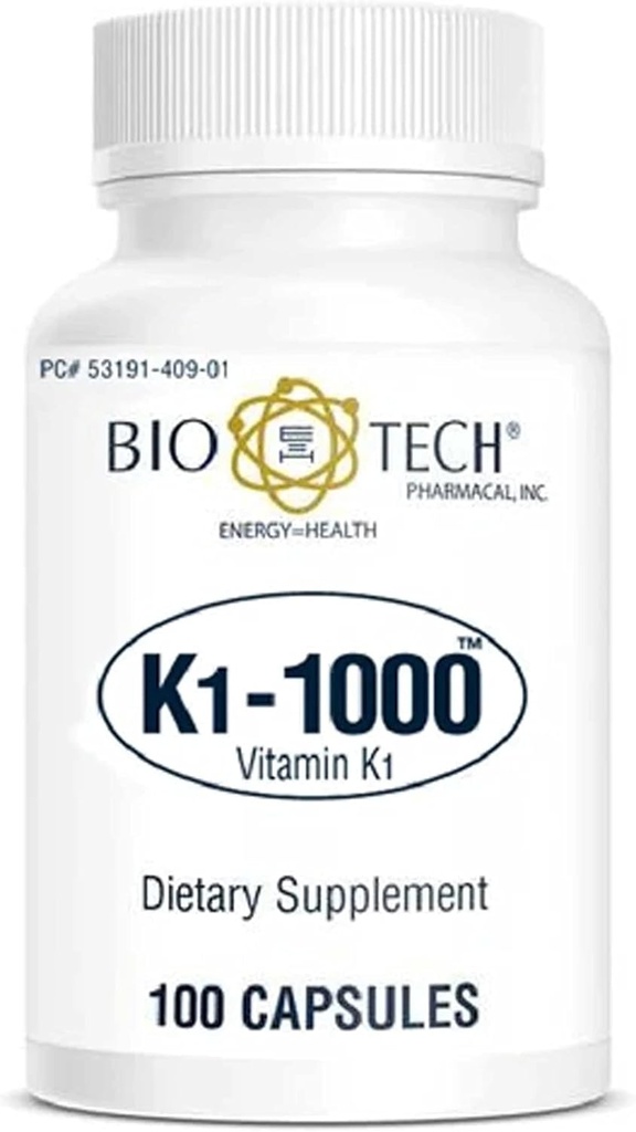 Bio- Tech Pharmacal K1- 1000 (Vitamin K1) 100 kapsler - 3 pakning