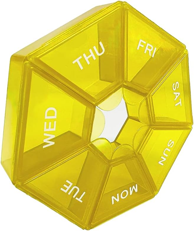 Pill Organizer, Lille Pill Box, Gul Pill Case, Ugentlig Pill Organizer, Medicin Pill Organizer 1 gang om dagen, Pill Container, Pill Holder, Daily Pill Organizer Travel Pill Organizer 7 dag