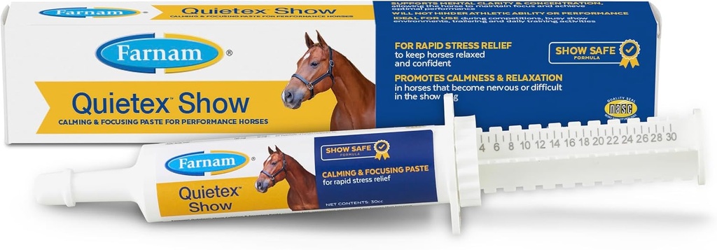 Farnam Quietex Vis Calming & Focuse Paste, Hjælper med at holde heste rolig & slappet, der bliver nervøs i Vis Ring 30 cc