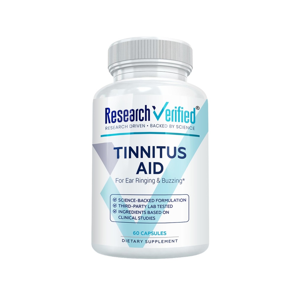 Forskning Verificeret Tinnitus Aid - Lessen intern ringning - Ginkgo Biloba, C-vitamin, Fuld Spectrum B Complex Blend, Magnesium - 60 kapsler - Vegan - Made in USA