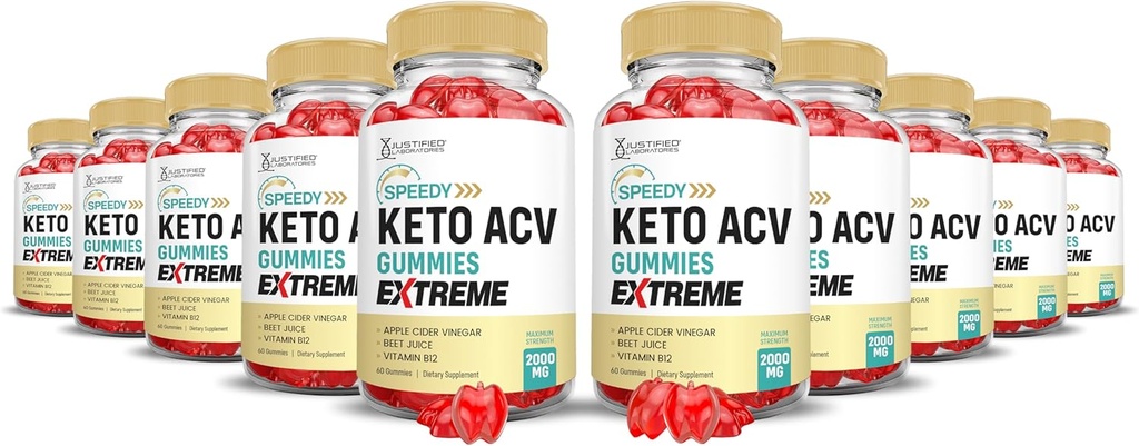 (10 Pack) Speedy Keto ACV Gummies Advanced Formel 1000MG Speedy Keto Gummies Apple Cider Vinagar Formuleret med Pomegranat Beet Juice Powder B12 Vegan Non GMO 600 Gummys