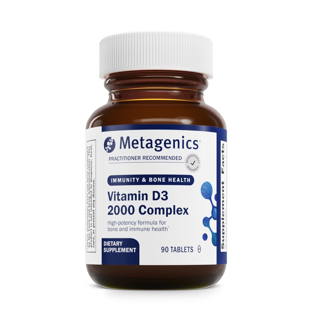 Metagenics D3 2000 IU Complex Vitamin D3 Supplement - Supports Bone Health, Immune & Healthy Inflammation Response* - with Isoflavones for Absorption - Gluten Free - 3 Month Supply - 90 Count