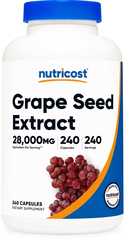 Nutricost Grape Seed Extract 28,000mg, 240 Capsule - Non- GMO, Gluten Free, Vegetarisk Friendly