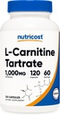 Nutricost L- Carnitin Tartrate 1000mg, 120 Kapsler - 500mg Per Kapsel (60 Servere)