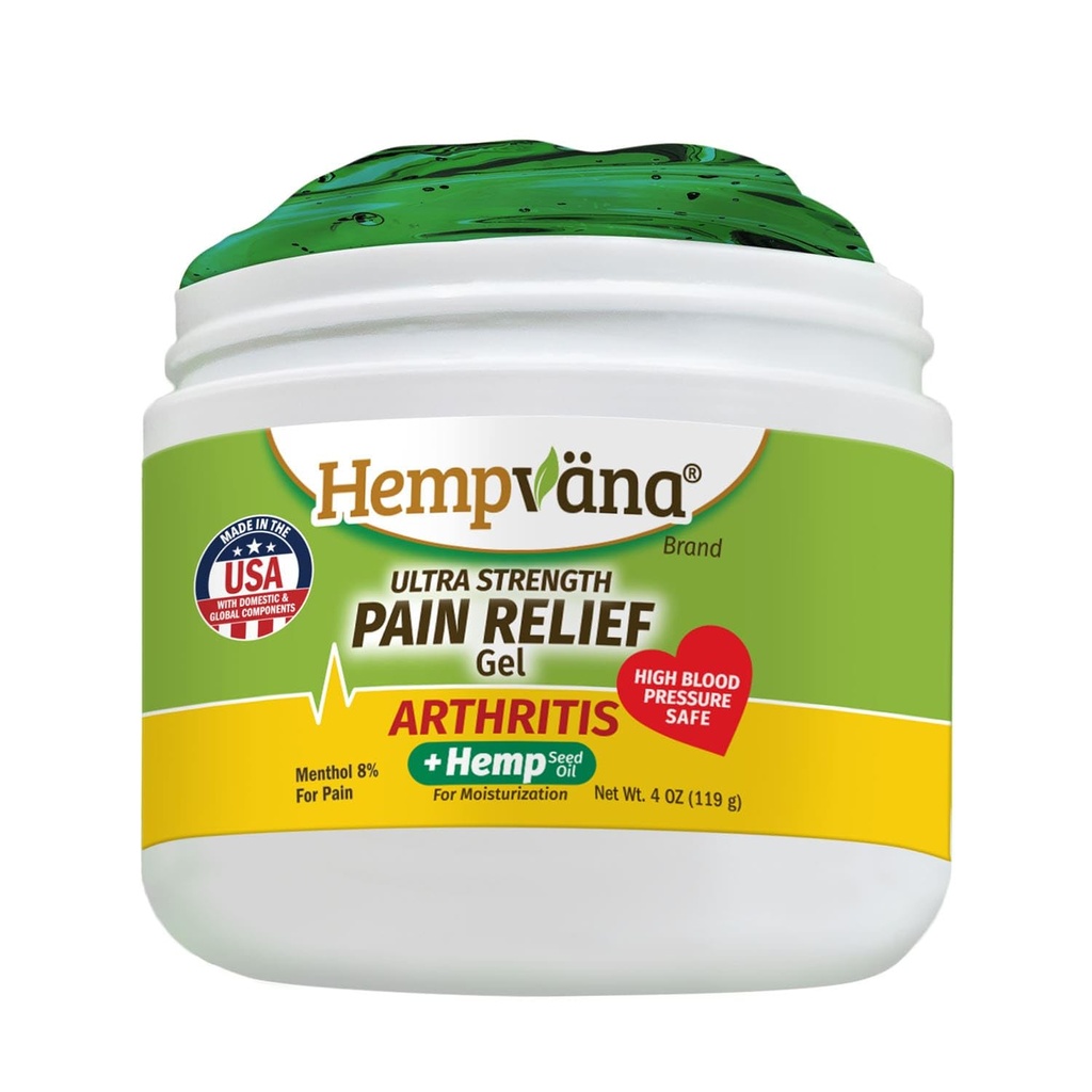 Hempvana Arthritis Pain Relief Gel, Ultra- Strength for Gigt i Muscles & Joints. Beriget med Hamp Seed Oil, som SET på TV. Ikke-Greasy. Målrettet langvarigt relief. Works Fast, 4 Oz.