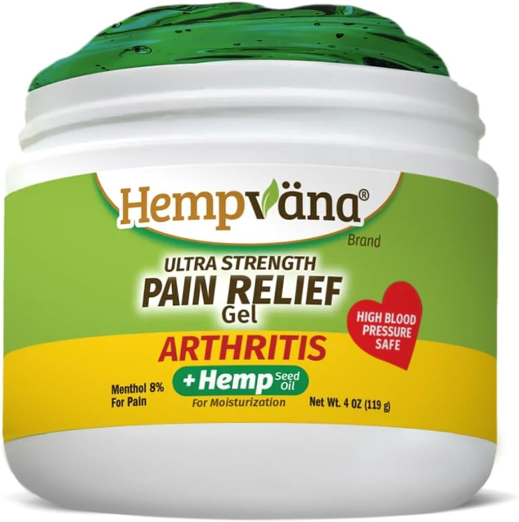 Hempvana Arthritis Pain Relief Gel, Ultra- Strength for Gigt i Muscles & Joints. Beriget med Hamp Seed Oil, som SET på TV. Ikke-Greasy. Målrettet langvarigt relief. Works Fast, 4 Oz.