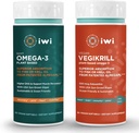 iwi Omega-3 Sport & Vegikrill Omega-3 Bundle, 30 Servering, Vegan Plant- baseret Alger Omega 3 med EPA + DHA, Krill & Fish Oil Alternative, Ingen Fishy Aftersmage