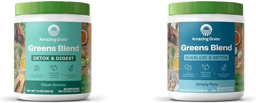 Amazing Grass Green Blend Detox & Digest & Greens Blend Alkalize & Detox