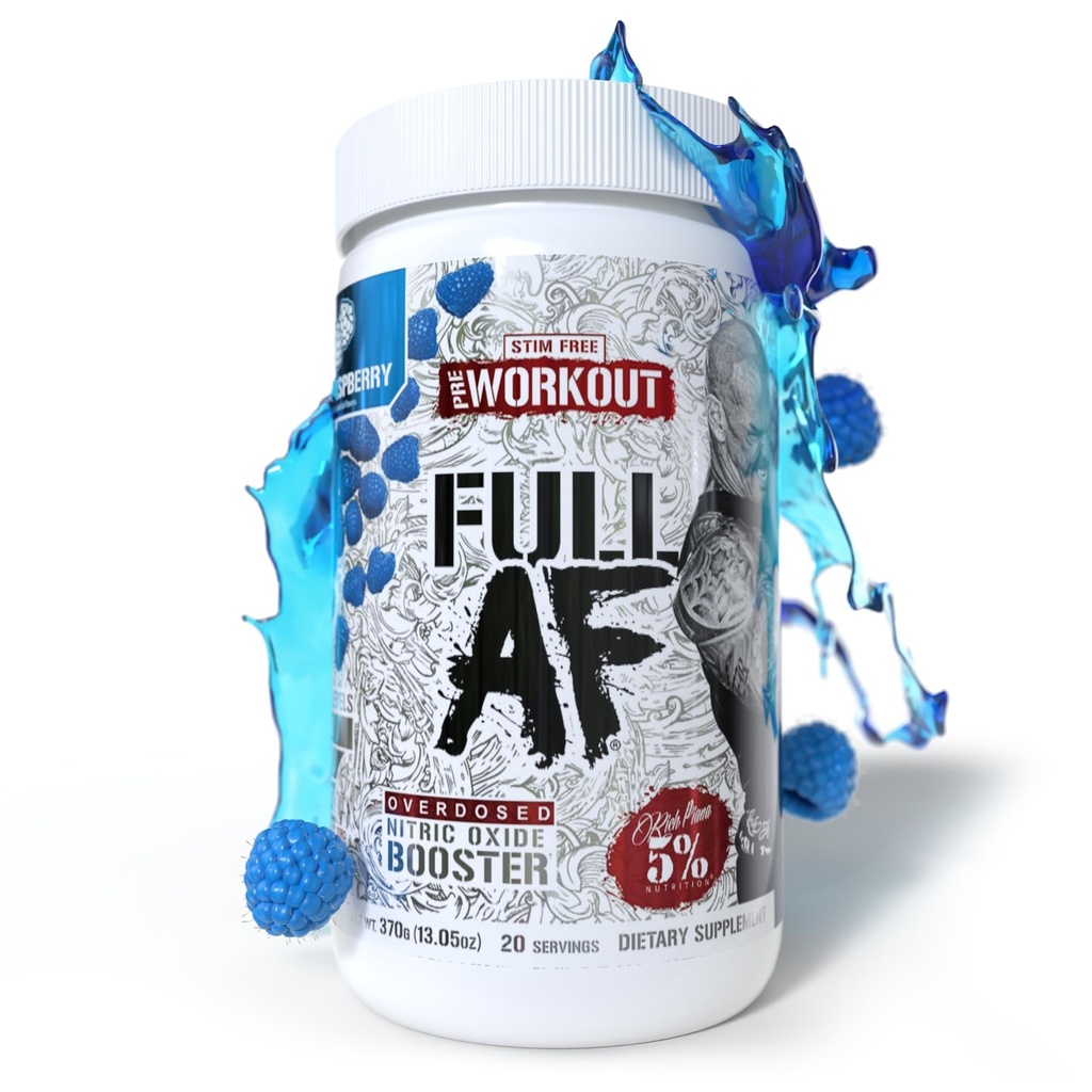5% Nutrition FullAF Pre- Workout Mea124; Stift-fri med Massive Pumper Mea124; L- Citrullin, L- Taurine, Nitrosigine, GlycerSize Mea124; 13.05 oz (Blue Raspberry)