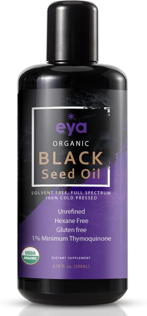 Eya Vitaminer, Økologisk Egyptisk Black Cumin Seed olie (Nigella sativa), Cold- presset, Hjælper med at støtte sund Gut til fordøjelsessystemet og immunsystemet, Vegan (200ml)