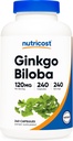 Nutricost Ginkgo Biloba 120mg, 240 kapsler - Ekstra styrke Ginkgo Biloba Extract - Gluten Free & Non- GMO