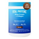 Vital Proteins Whey Protein Powder + Collagen Peptider, 24g Protein Support Recovery & Joint Health, med C-vitamin, Om 16 Servere - Chokolade 22.8oz