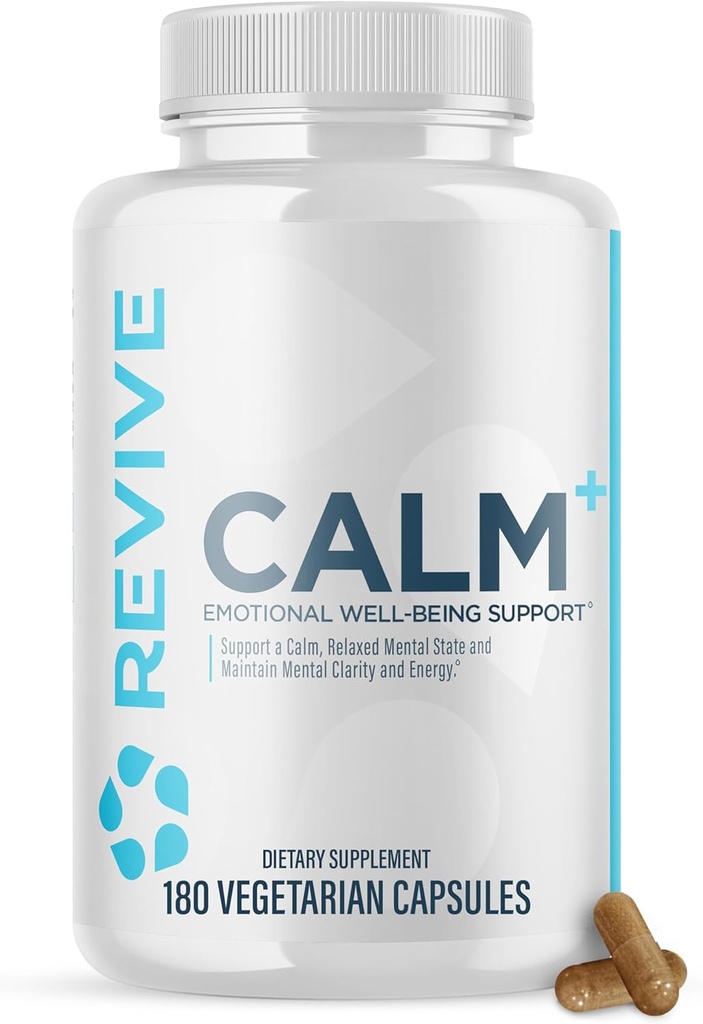 Revive MD rolig, følelsesmæssig Well- Being Support - Stress Management for mænd og kvinder - Mood Enhancement supplement fremmer afspænding med L- Theanine, GABA & 5- HTP (180 kapsler, 30 Servere)