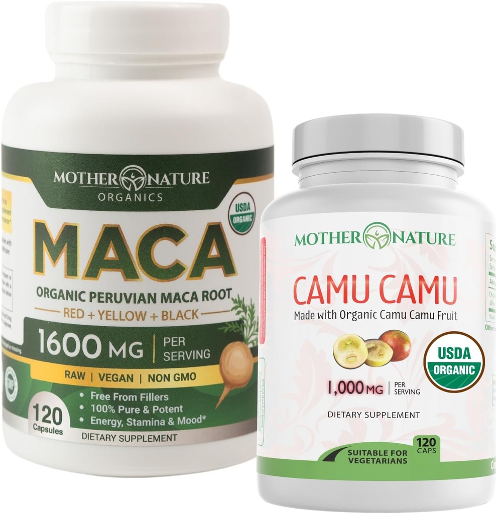 Organic Vitamin C + Maca Root Kapsler - Naturlig energi & immunforsvar