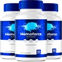 Memoforce Brain, Memoforce Pills, Memoforce Anmeldelser, Memoforce Supplement, Memoforce Capsules Advanced Formel for Memory & Focus - Maximum Stront - Brain Health Support (3 Pack)