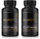 (2 Pack) NeuroTest kapsler - NeuroTest Kosttilskud for mænd, NeuroTest Daglig Formel for samlet wellness og peak ydeevne, Advanced Formel Pills, Neuro Test Anmeldelser (120 Kapsler)