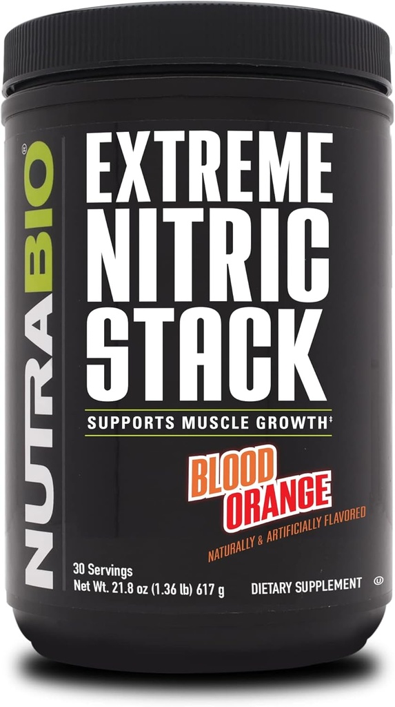 NutraBio Ekstrem Nitroc Stack, Nitroc Oxide og Cell Volumizing Formul- 30 Servere (blod Orange)