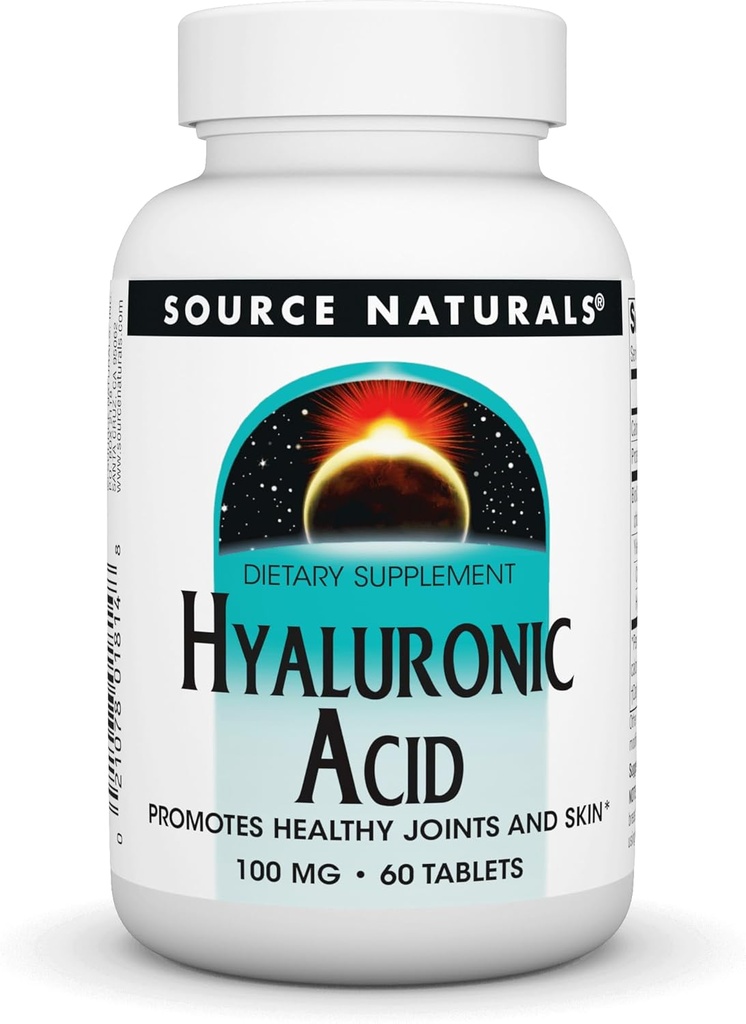 Source Naturals Hyaluronsyre, fremmer sunde joints og hud *, 100mg - 60 tabletter