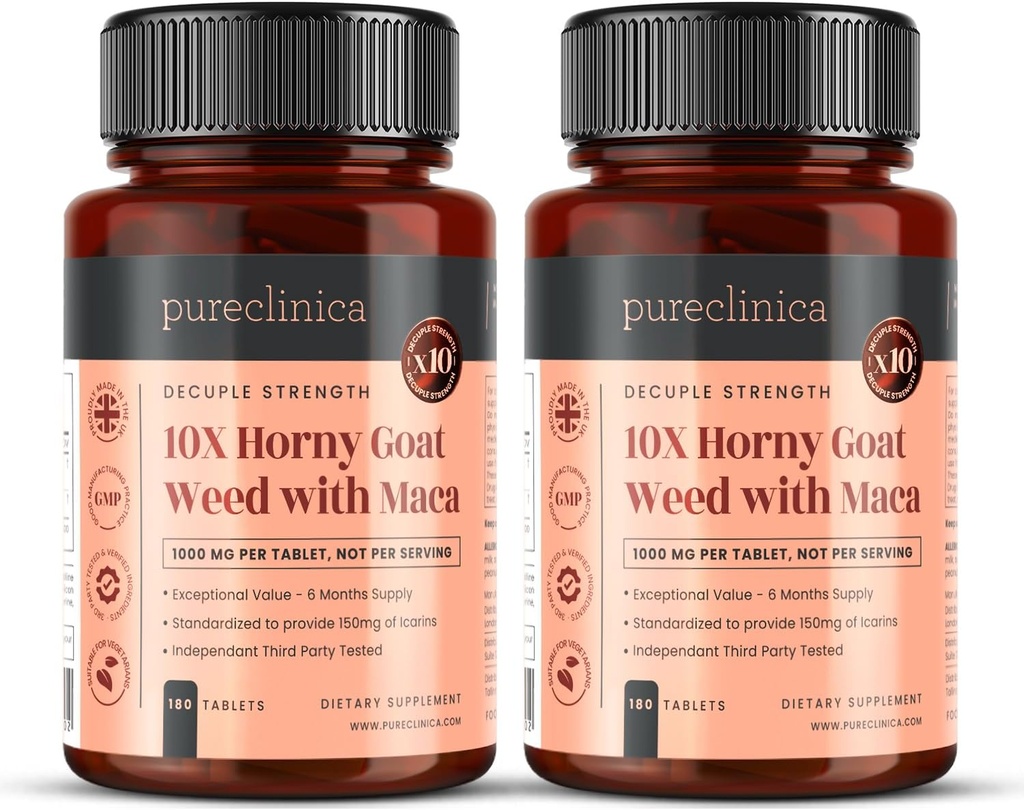 10X Horny Geat Weed Extract (3750mg) Maca Extract (2500mg) x 360 Tablets (2 flasker med 180) - 1 års forsyning
