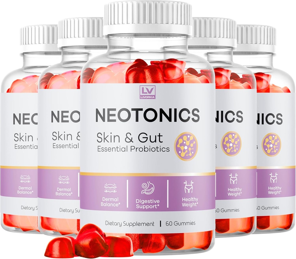 (5 Pack) Neotonics Skin and Gut Gummies, Neotonics Skin & Gut Essential Probiotika Gummies, Neotonics Skin And Gummies Anmeldelser, Neotonics Gummies, 300 Gummies For 5 Måneder