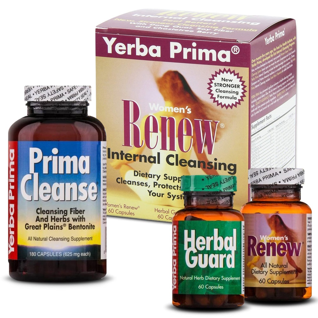 Yerba Prima Women 's Renew Internal Cleansing Program - 30 dages program - Kit indeholder 3 flasker - Detox Rense designet til Kvindekroppen