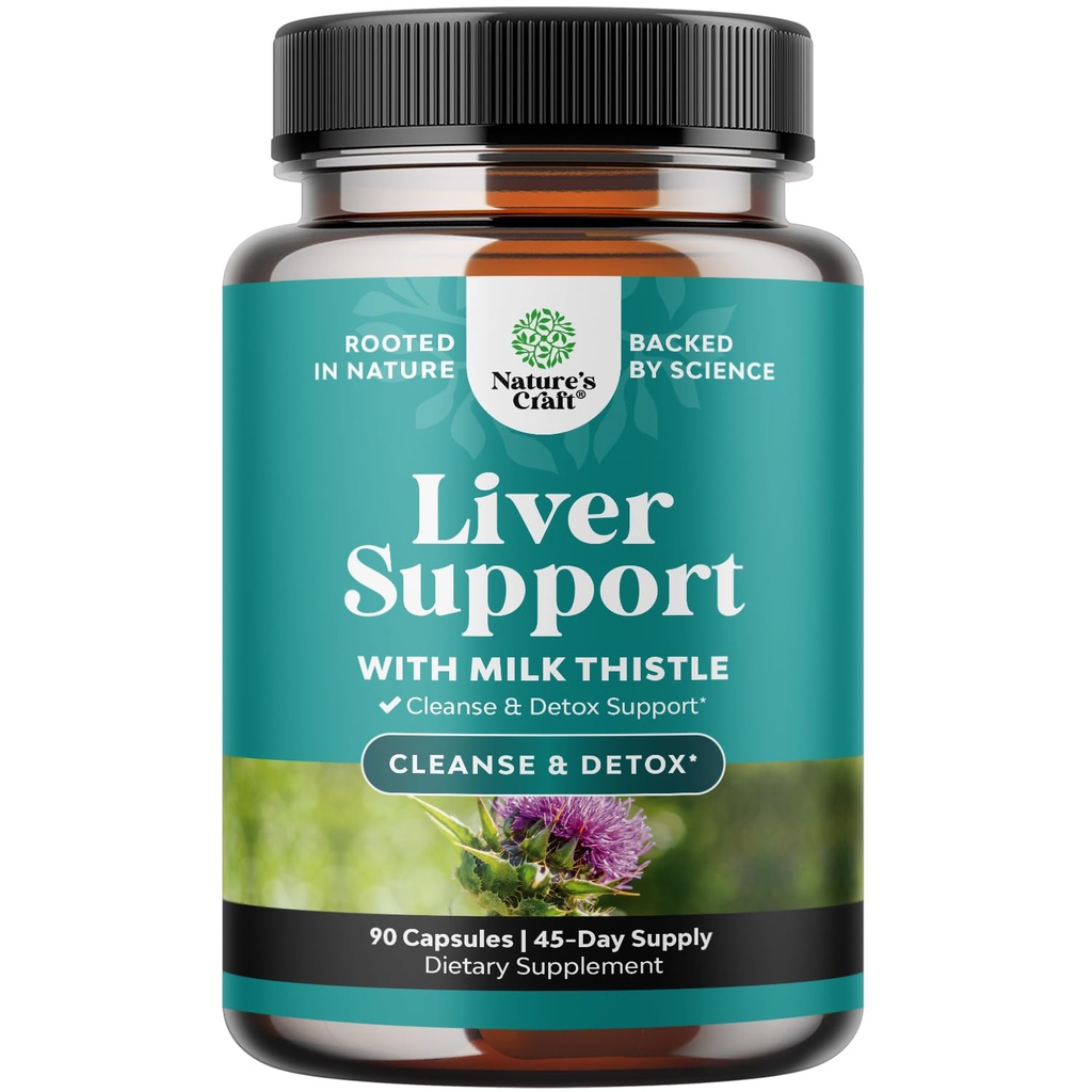 Lever Cleanse Detox & Reparation 90 Kapsler - Urte Lever Support Milk Thistle Supplement - Silymarin Milk Thistle Kosttilskud med Mælkebøtte Root, Cholin, Beetroot & Artichoke Extract