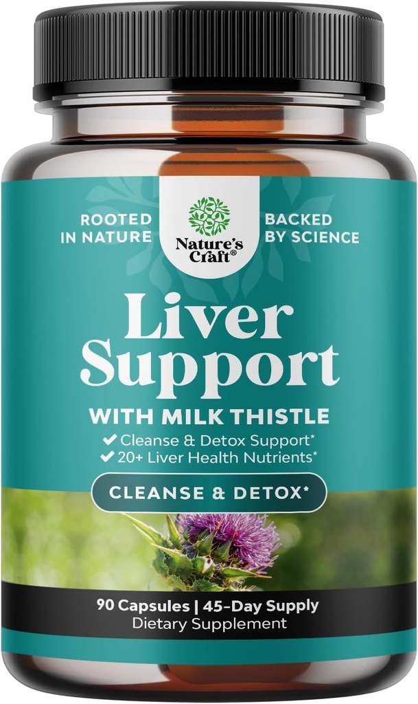 Liver Cleanse Detox & Repair 90 Capsules - Herbal Liver Support Milk Thistle Supplement - Silymarin Milk Thistle Supplements with Dandelion Root, Choline, Beetroot & Artichoke Extract