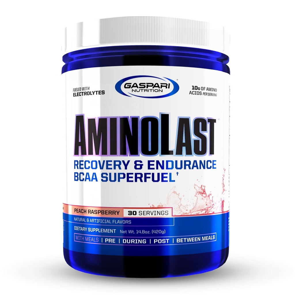 Gaspari Nutrition: AminoLast, Muscle Recovery og Endurance BCAA Brændstof, Forbedrer inddrivelse & Replenises Electrolytes, 30 Servere (Peach Raspberry)