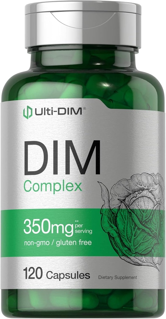 Horbäach DIM Supplement 124; 350mg Complex; 124; for kvinder og mænd; 124; 120 Kapsler; 124; Diindolylmetan; 124; med Broccoli & Kale; 124; Non- GMO, Gluten Free