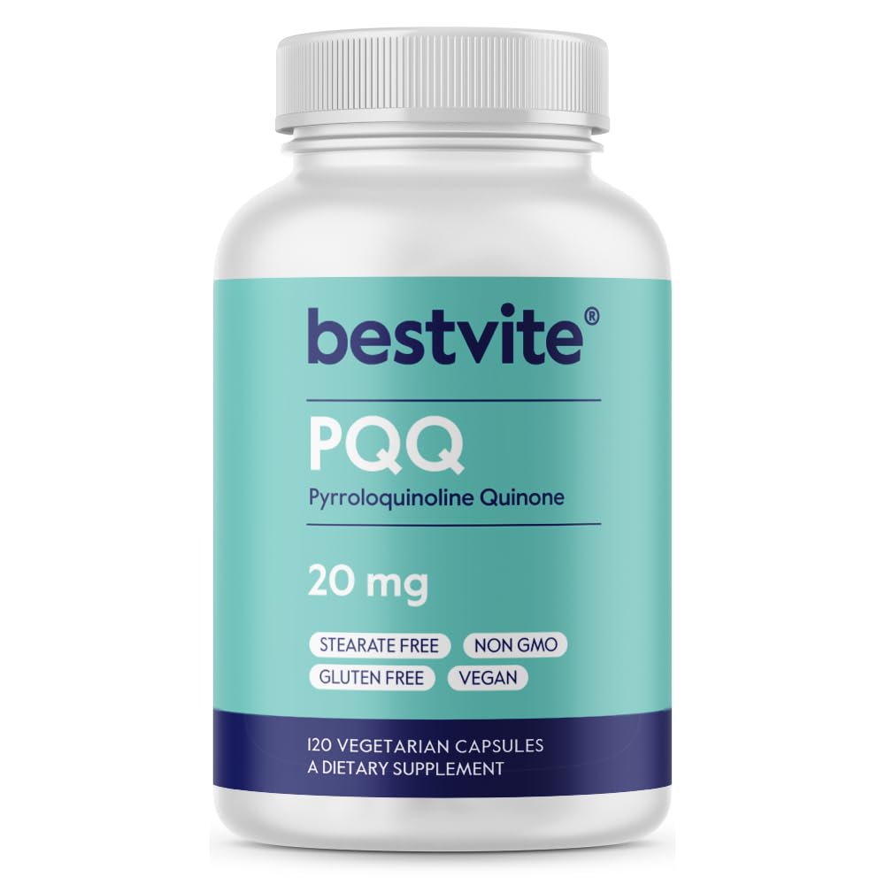 BESTVITE PQQ 20mg (Pyrroloquinoline Quinone) (120 Vegetariske kapsler) - Ingen stearater - Vegan - Ikke GMO - Gluten Free