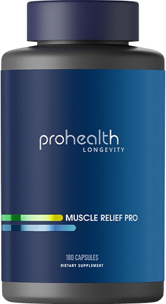 ProHealth Joint & Muscle Relief Pro - Glucosamin Chondroitin, Gurkemeje, Magnesium, MSM, Malic Acid, Boswellia. Supplement til Hjælp med at reducere muskler & fælles ubehag & søvn bedre (30 Servere)