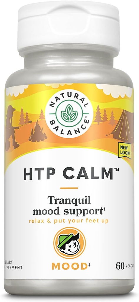 Natural Balance HTP Rolige 124; Urtetilskud Hjælper Support Mood, Afslapning & Stress Beeg 124; Vitamin B- 6, Kava Kava & St. Johns Wort