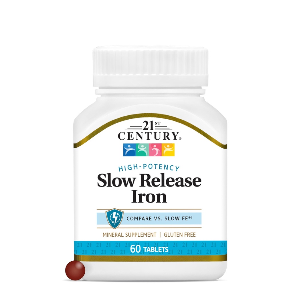 21. århundrede Slow Release Iron Tablets, 60 Greve (pakke med 3)