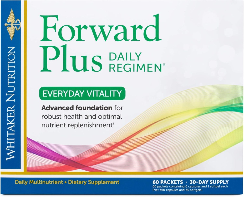 Dr. Whitaker's Forward Plus Daily Regimen - Comprehensive Multivitamin Supplement Supports Optimal Energy, Strength, Vitality, and Stamina - 60 Packets (30-Day Supply)
