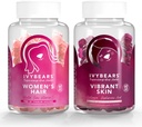IvyBears ® Women 's Hår & Skin Bundle - Hårvækst Gummies med Biotin & Collagen + Vibrant Skin Gummies med Hyaluronsyre & VERISOL - Vegansk Beauty Support - 2-Pack