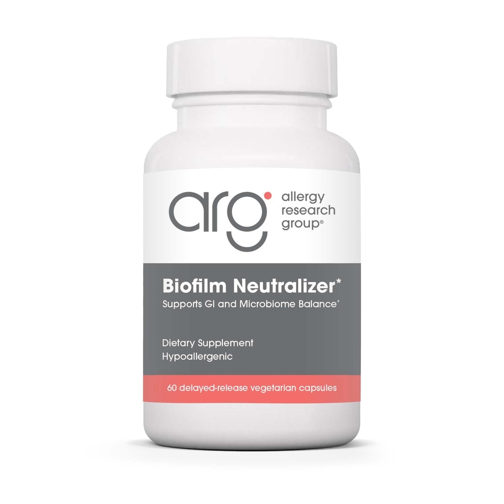 Allergi Research Group Biofilamenter Neutralizer - Biofilamenter Defense, EDTA tillæg, Proteolytiske enzymer, Serrapeptase, Vegetariske Kapsler - 60 Greve