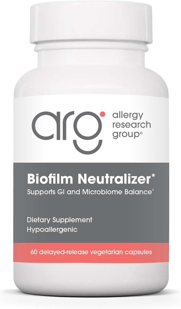 Allergi Research Group Biofilamenter Neutralizer - Biofilamenter Defense, EDTA tillæg, Proteolytiske enzymer, Serrapeptase, Vegetariske Kapsler - 60 Greve