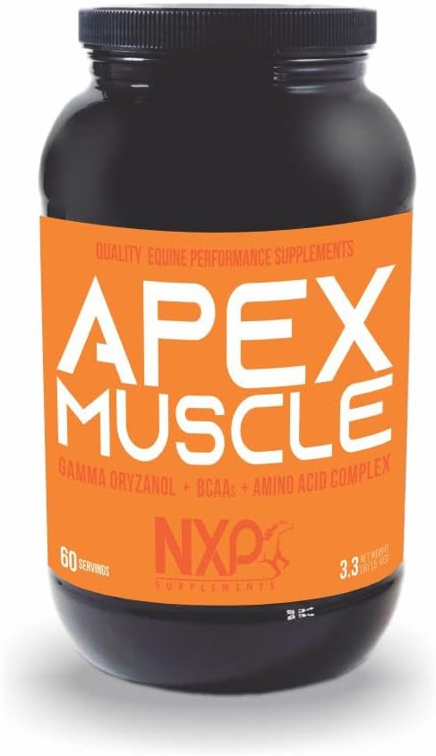 APEX Muscle, Body & Strength Builder for Heste - Energi, Endurance, Stamina, Inddrivelse Support - Gamma Oryzanol BCAA Aminosyrer Lysin Carnitin L- Arginin AKG 3.3 lb (60 Servere)