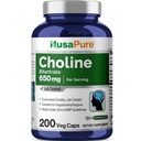 NusaPure Cholin Bitartrate 650 mg 200 Veggie Kapsler (Vegetarisk, Non- GMO, Vegan)