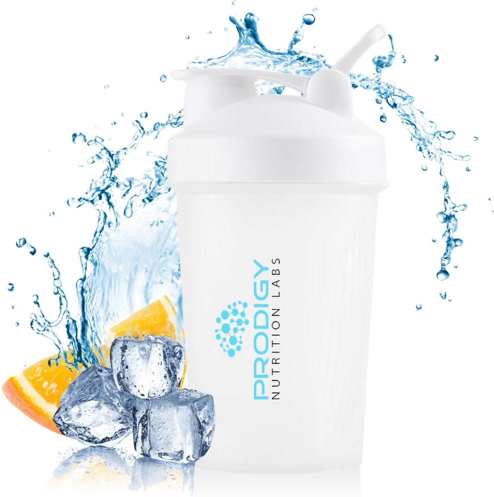 Prodigy Nutrition Labs Premium Shaker Flaske Perfekt til Protein Shakes og Pre Workout -14 Ounce (hvid)