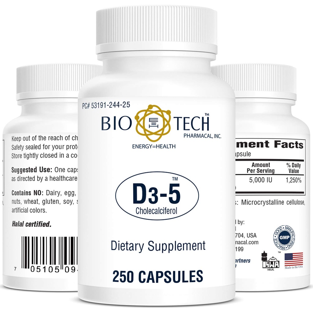 Bio- Tech Pharmacal Vitamin D3 (D3 5k IE, 250 Tæl)