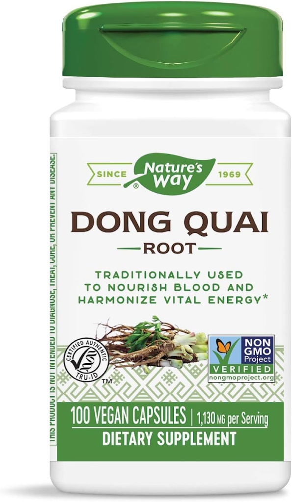 Nature 's Way Dong Quai Root, 565mg, 100 kapsler (pakke med 2)