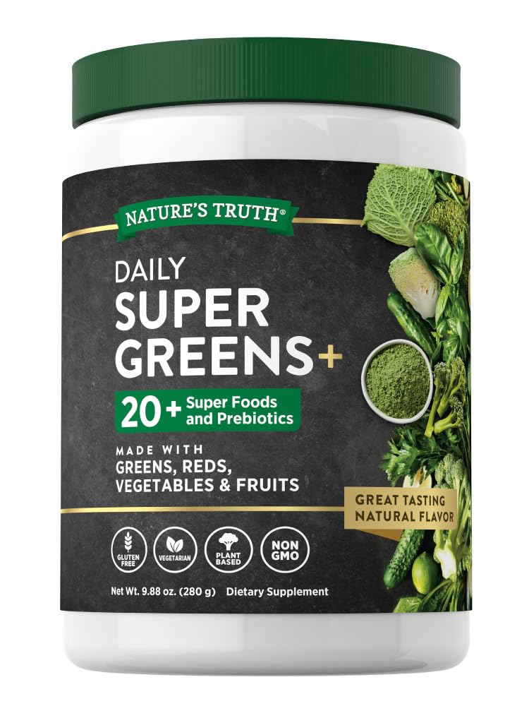 Nature 's Truth Super Greens Superfood Powder Supplemented 124; Fruit & Grøntsager Blend Buddy 124; Juice & Smoothie Mix 124; 9.88 oz Buddy 124; Vegan, Non- GMO & Gluten Free