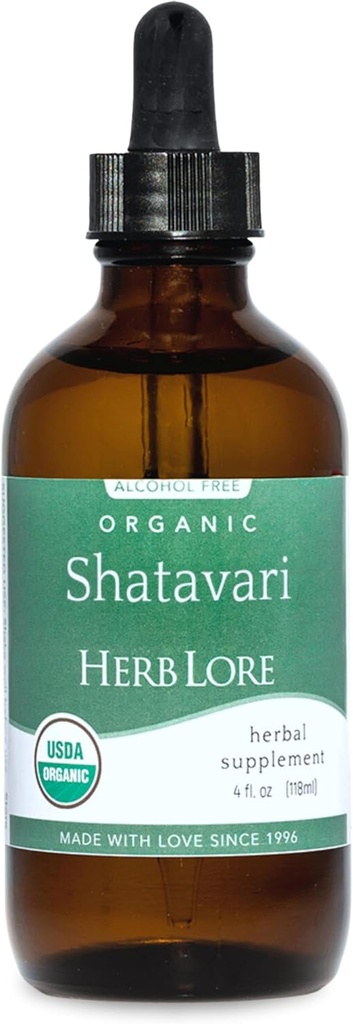 Herb Lore Organic Shatavari Root Extract Tinktur - Flydende Shatavari Drops (Asparagus Racemosus) til Amning og Wellness Support - Alkohol fri (4 fl oz)