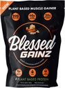 BLESSED Gainz Vegan Protein Powder Mass Gainer - 40g Plantebaseret Protein Powder - Måltidserstatning Rystes med Pea Protein Powder - Vegan Protein Shake - 40 Servere (Peanut Butter)